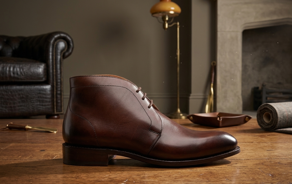 Brown leather coner chukka boot