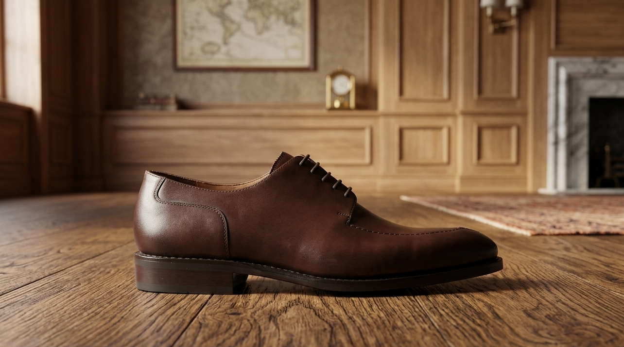 Brown leather roma derby shoes