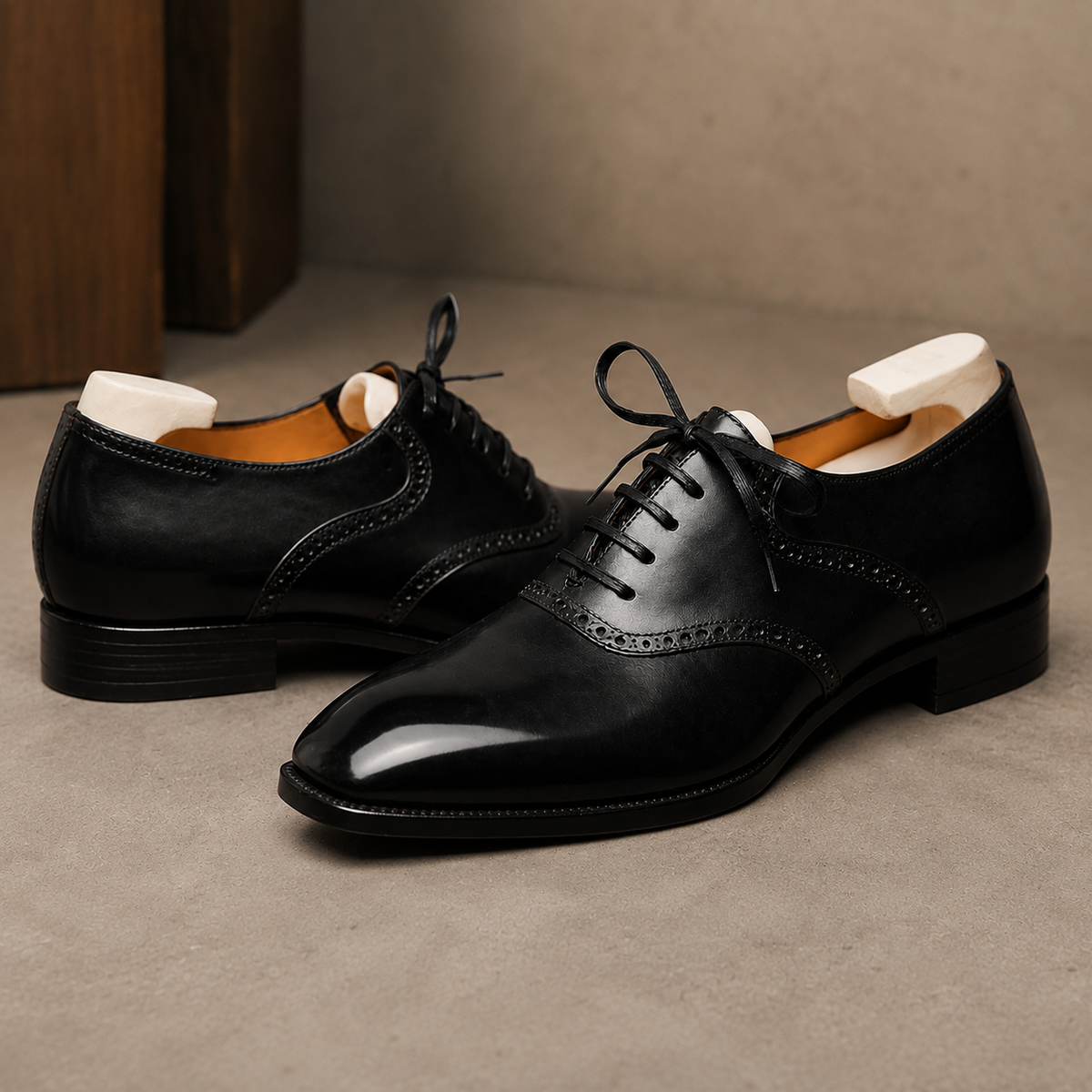 Black leather lusso oxford shoes