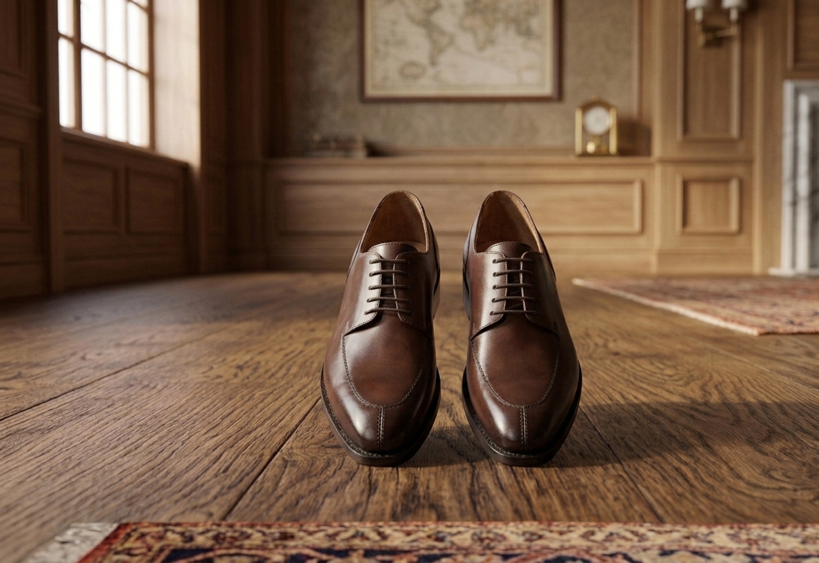Brown leather roma derby shoes