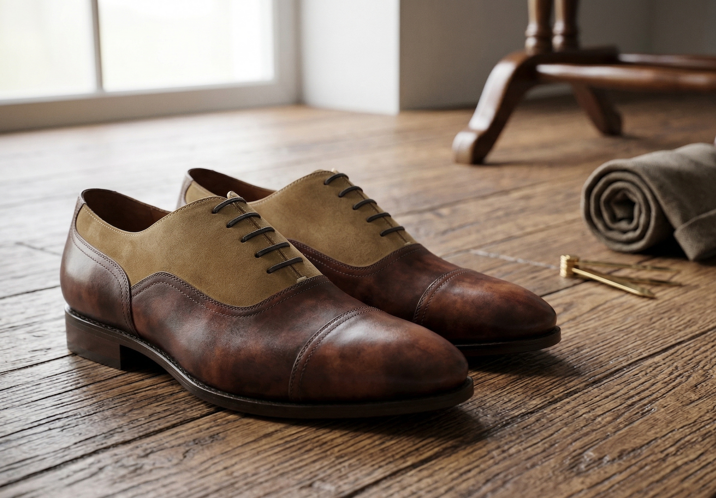 Brown and beige vittorro balmoral toe cap oxford shoe -formalshoe