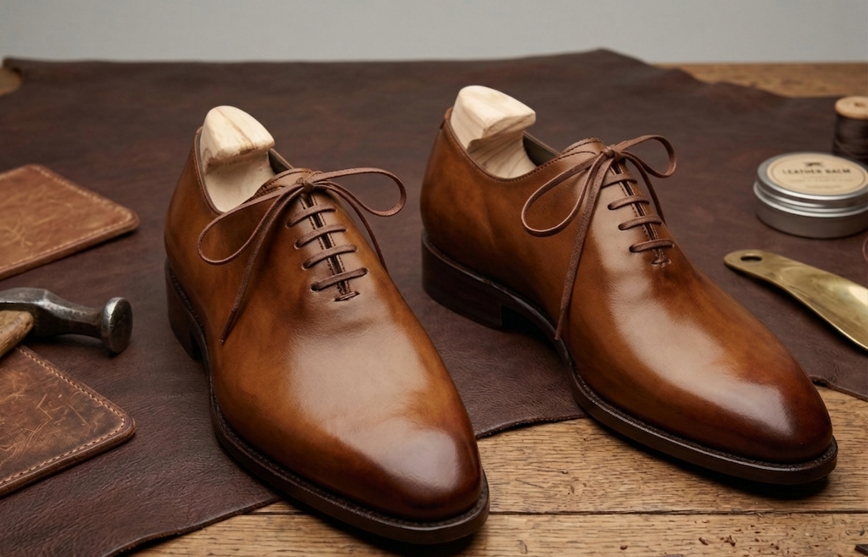 Tan leather stocard brogue oxford shoe -formal shoes