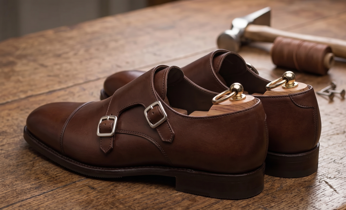 Bown leather cuera double monkstrap