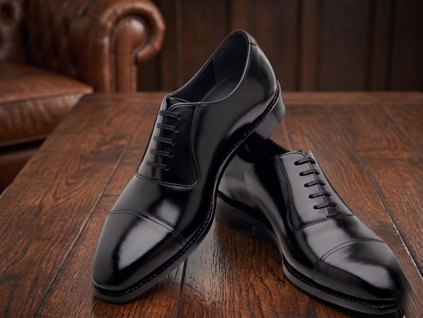 Black leather la gusta toe cap oxford -formal shoes