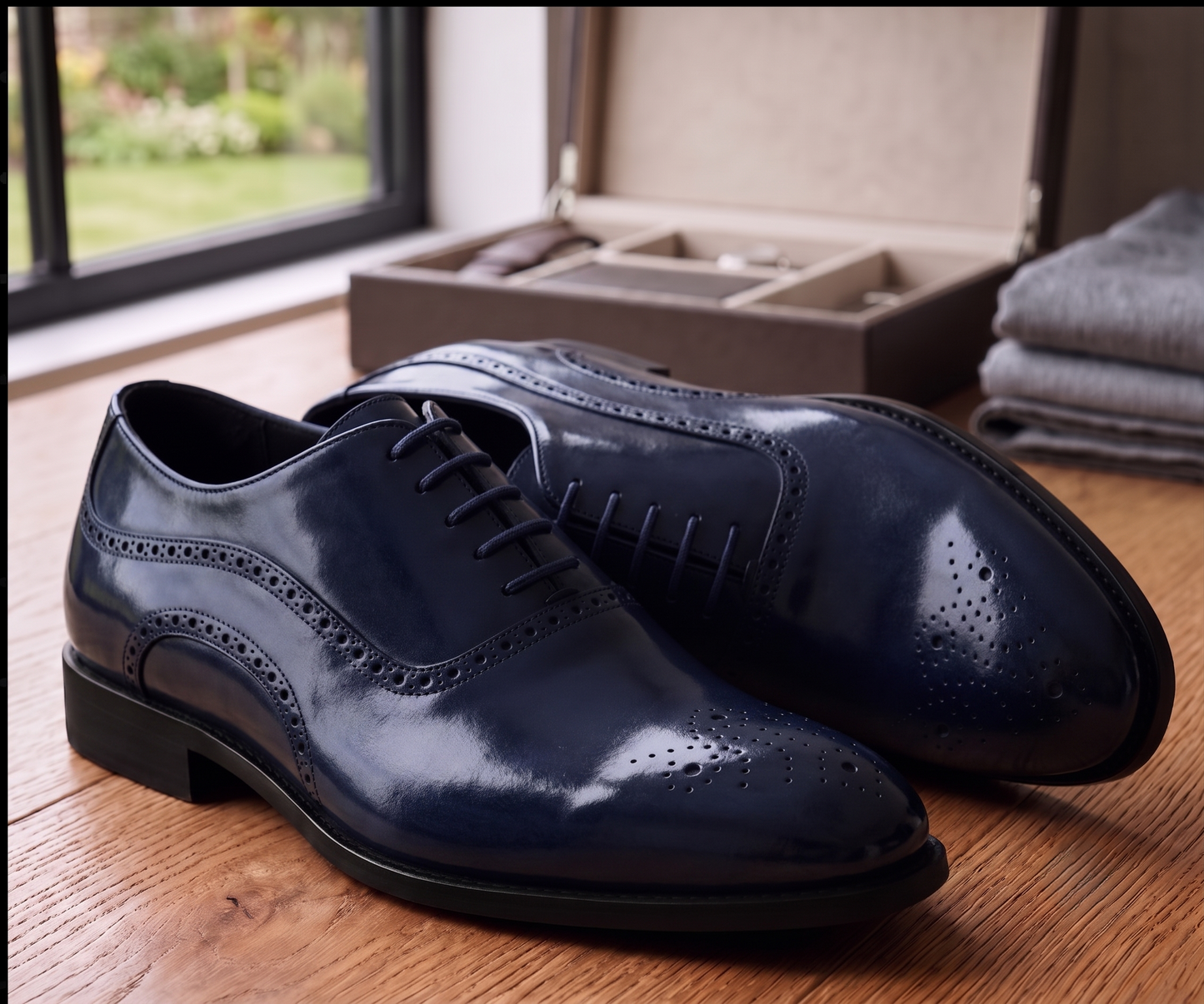 Navy leather elowem brogue oxford -formal shoes