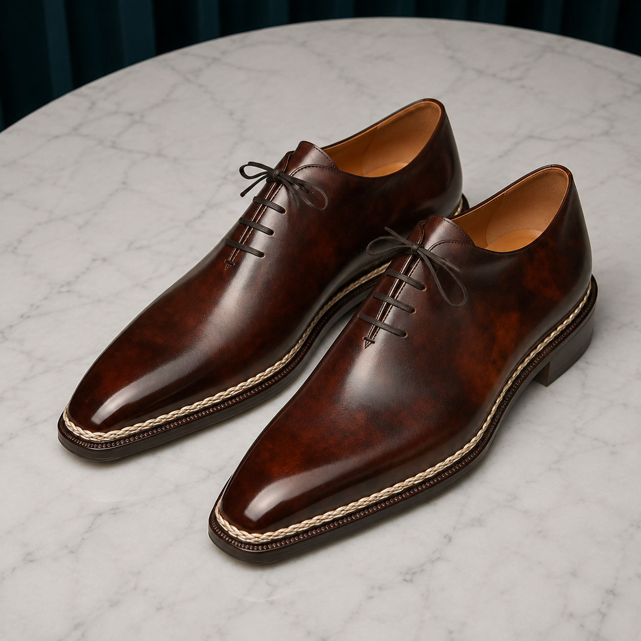 Brown patina esclusivo leather oxford shoes