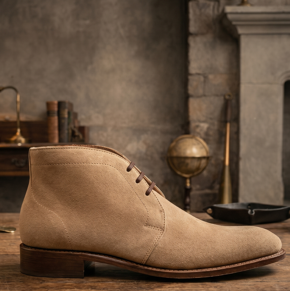 Beige suede leather coner chukka boot