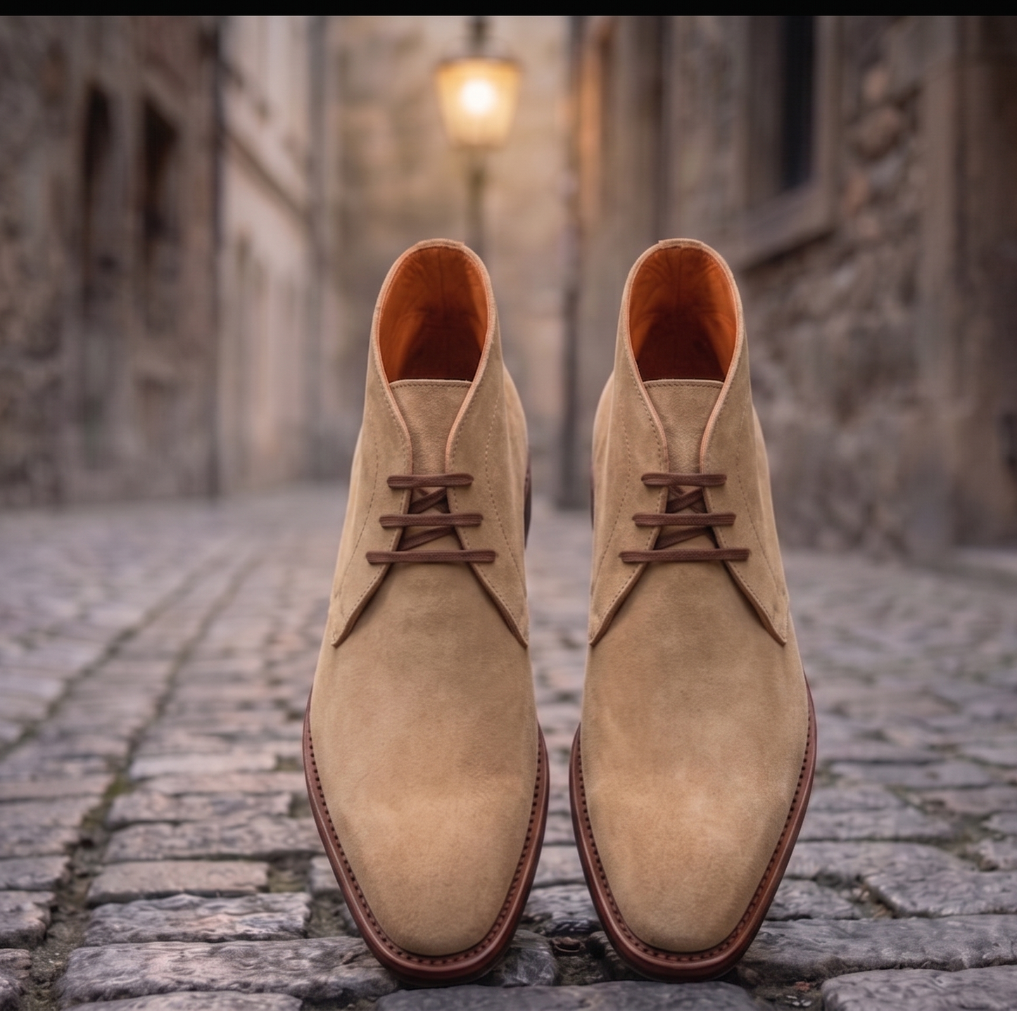 Beige suede leather coner chukka boot