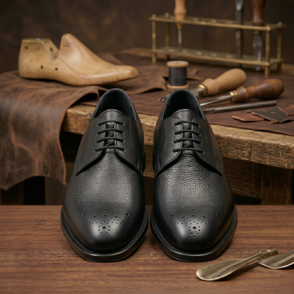 Black leather milano derby shoes