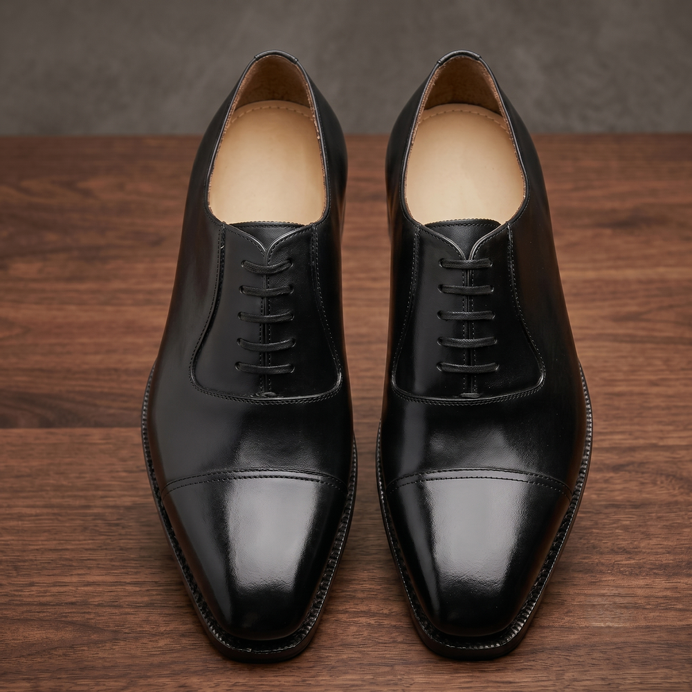 Black leather la gusta toe cap oxford -formal shoes