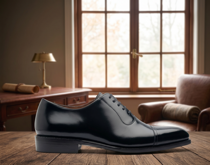 Black leather la gusta toe cap oxford -formal shoes