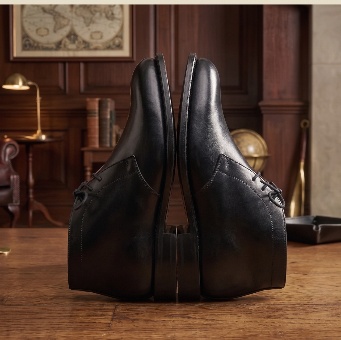 Black leather coner chukka boot