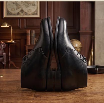 Black leather coner chukka boot