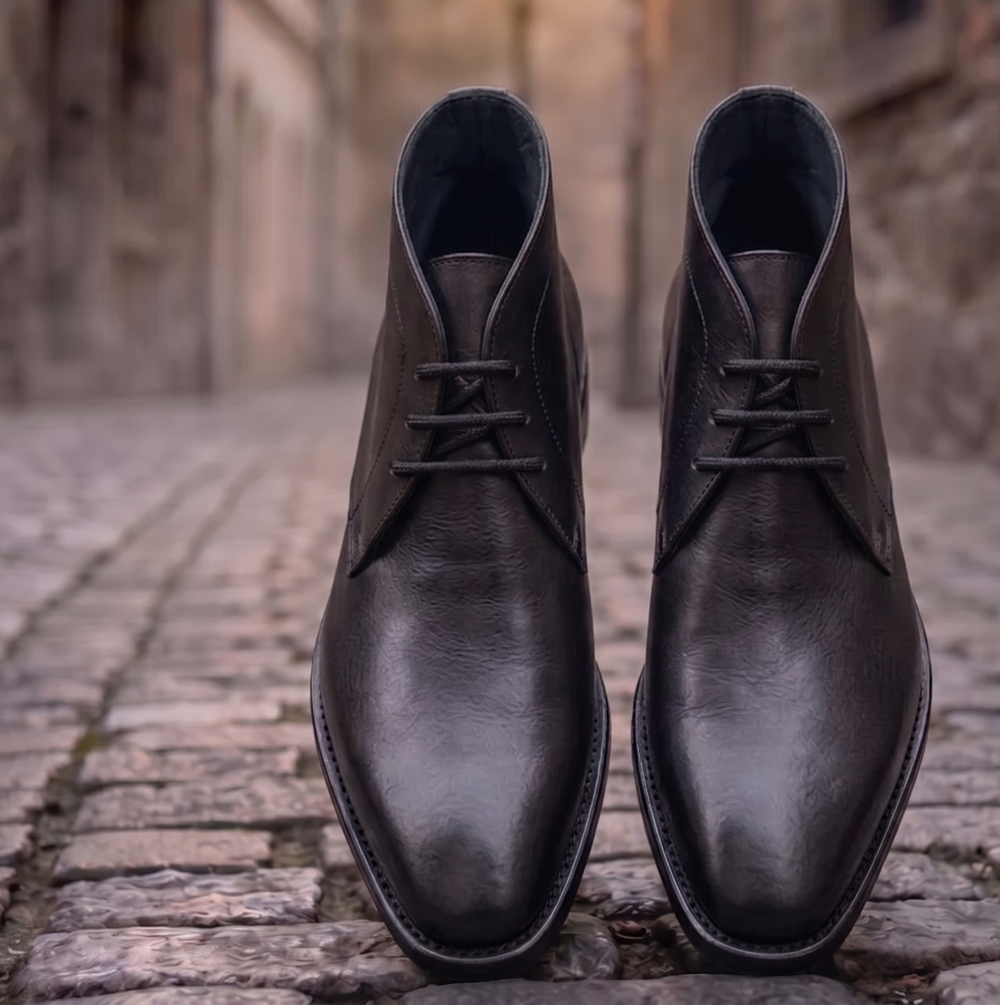 Black leather coner chukka boot