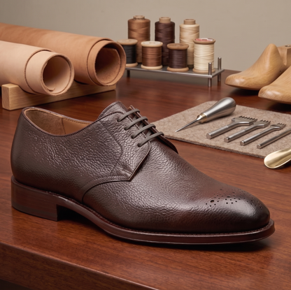 Brown leather milano derby shoes