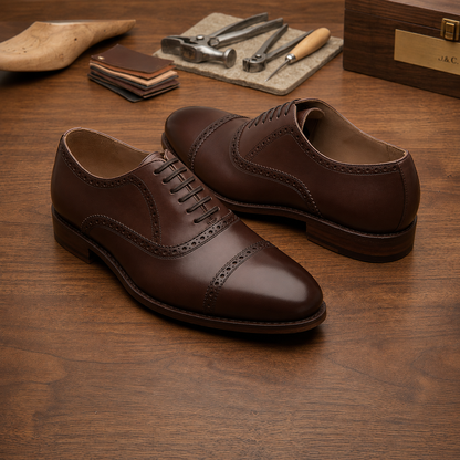 Brown leather stocard brogue oxford shoe -formal  shoes
