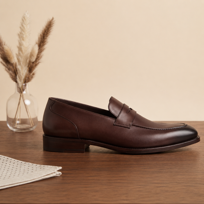 Brown leather  severino slip on  penny loafers