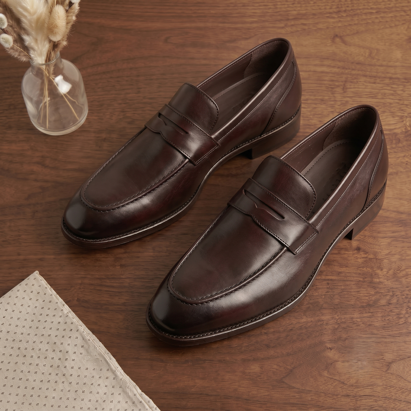 Brown leather  severino slip on  penny loafers