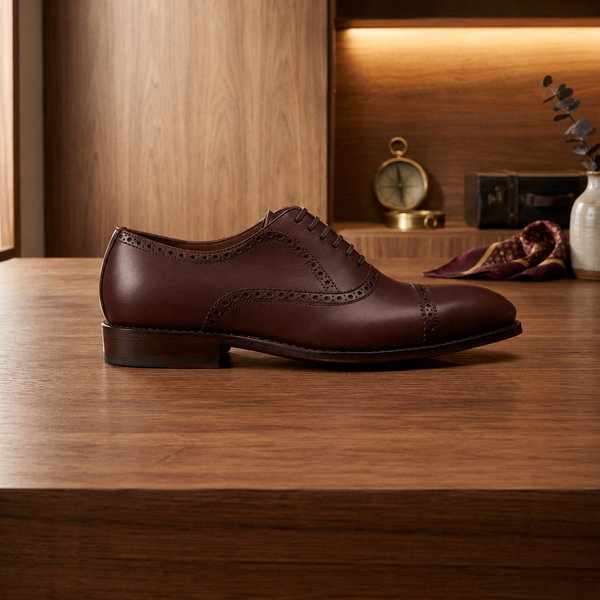 Brown leather stocard brogue oxford shoe -formal shoes