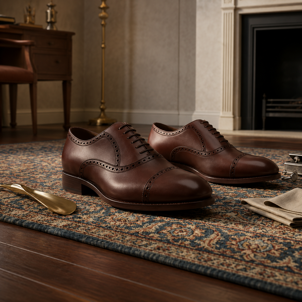 Brown leather stocard brogue oxford shoe -formal  shoes