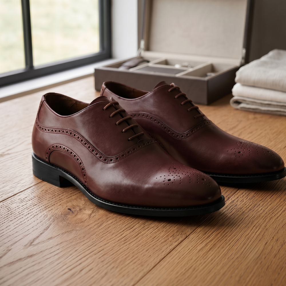 Burgundy leather elowem brogue oxford -formal shoes