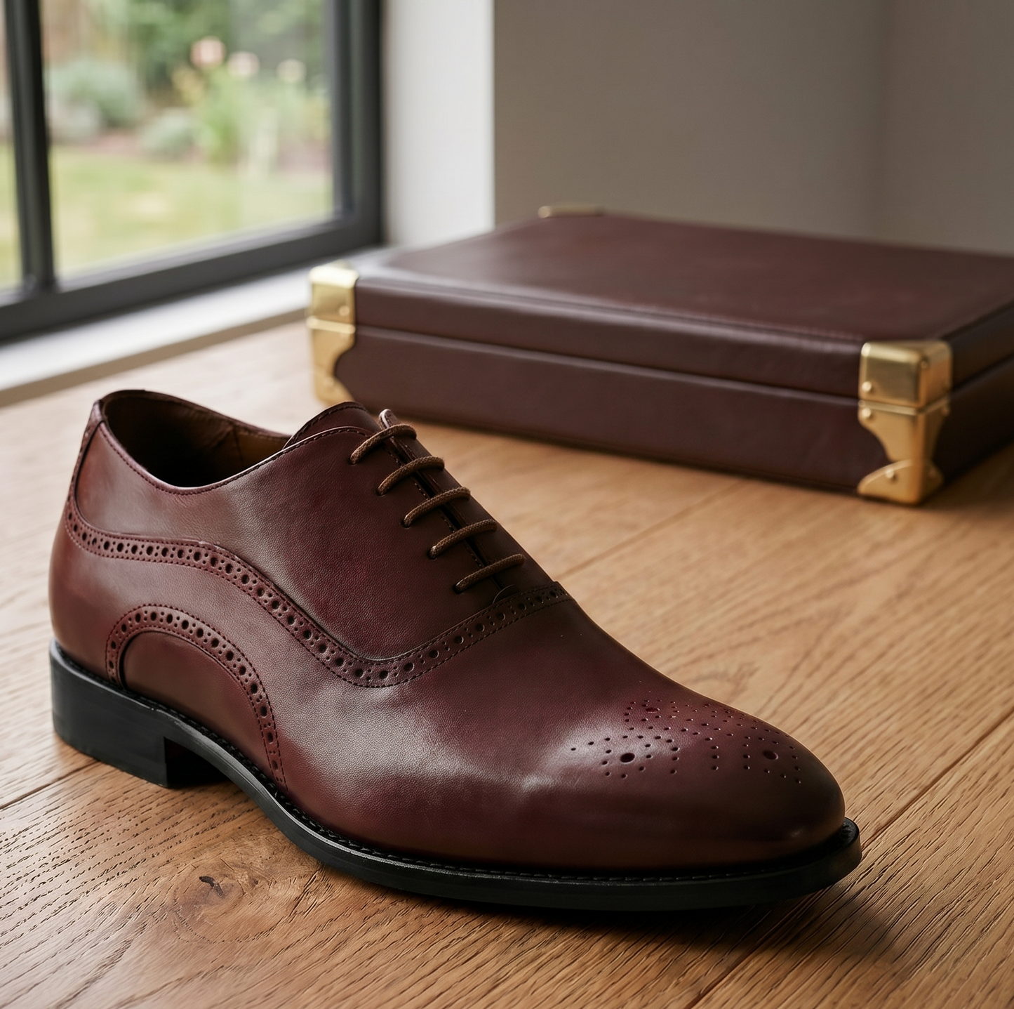 Burgundy leather elowem brogue oxford -formal shoes