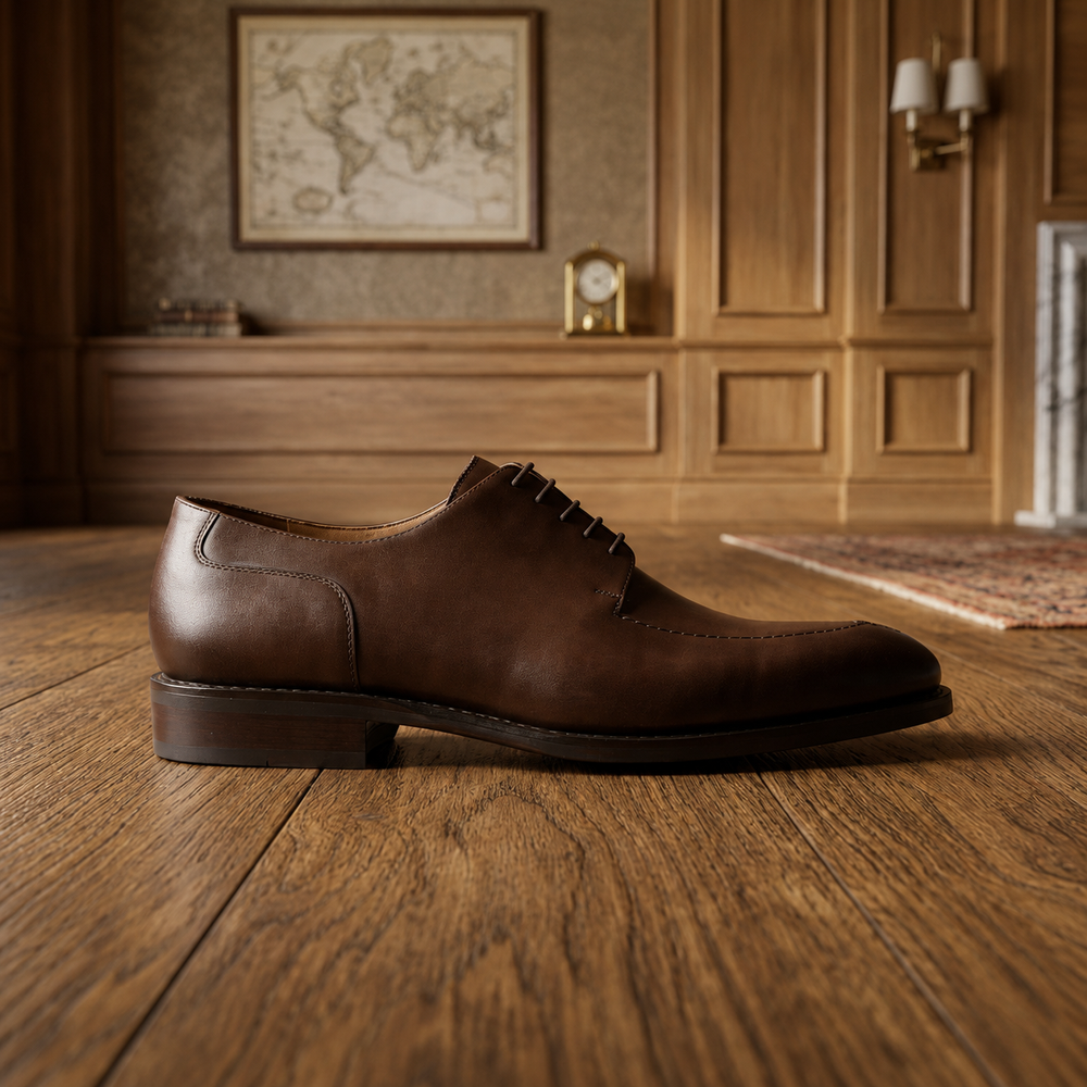 Brown leather roma derby shoes