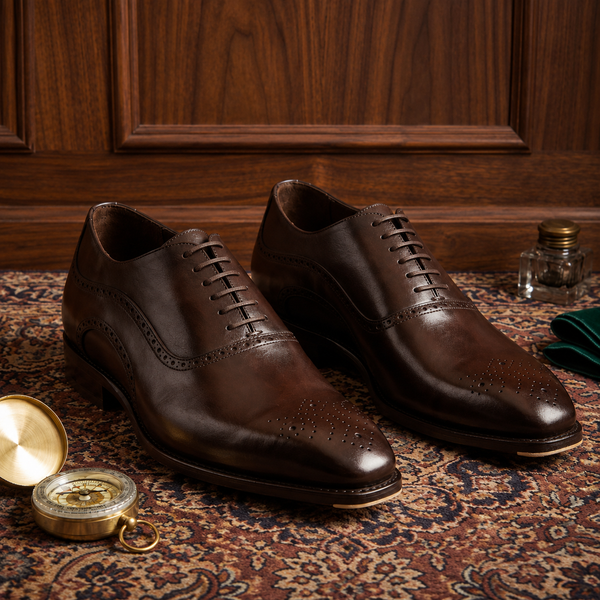 Brown leather elowem brogue oxford -formal shoes