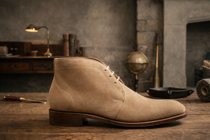 Beige suede leather coner chukka boot