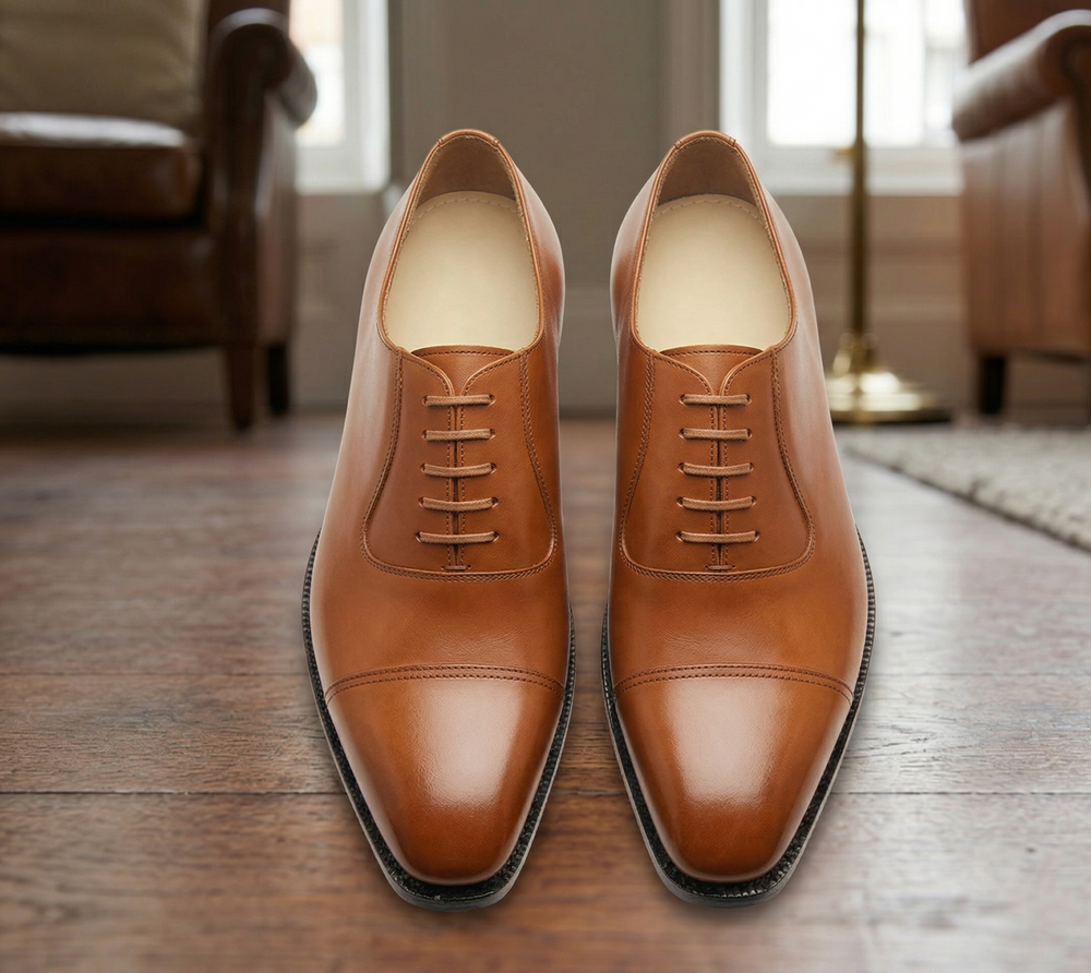 Tan leather la gusta toe cap oxford -formal shoes