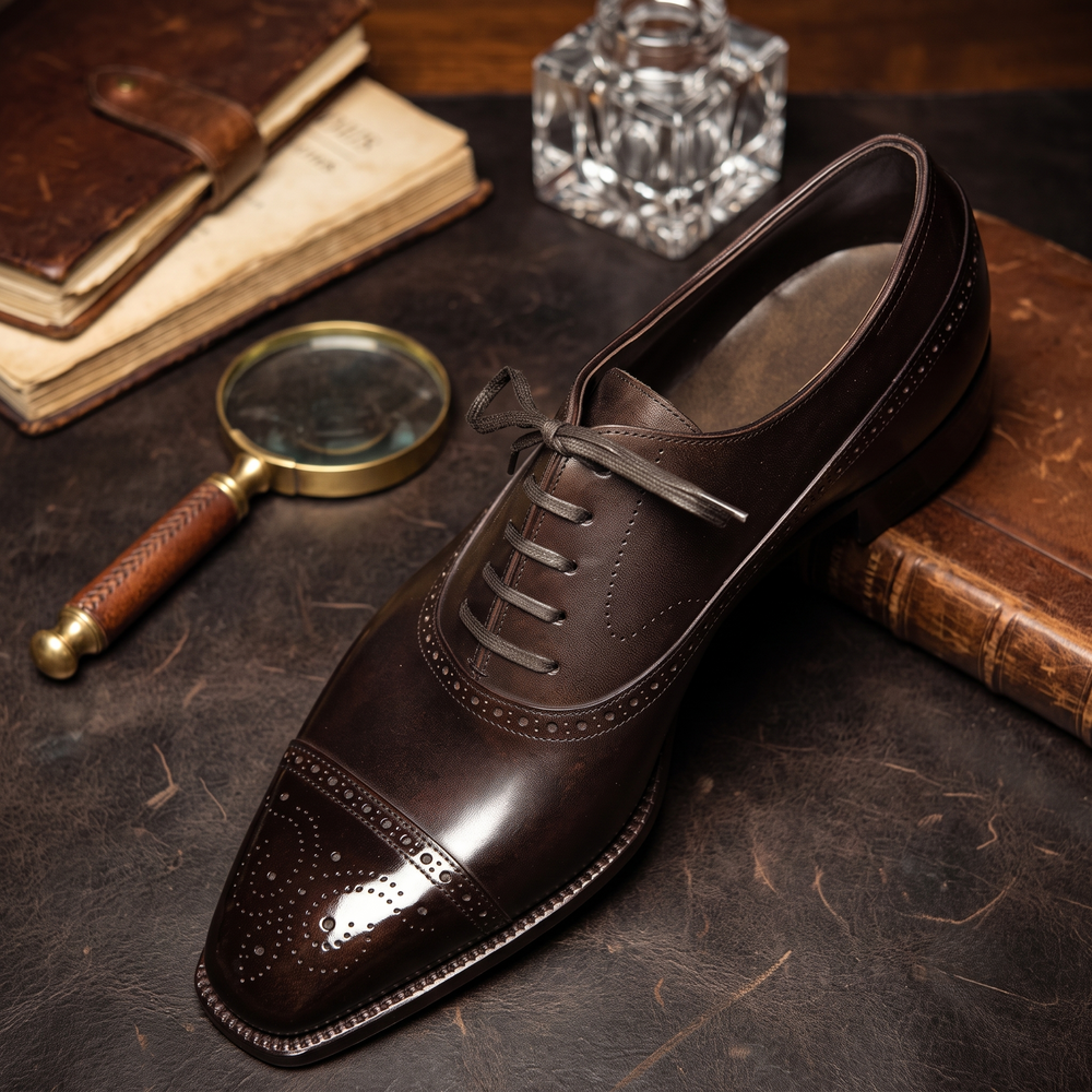 Brown leather distinto oxford shoes
