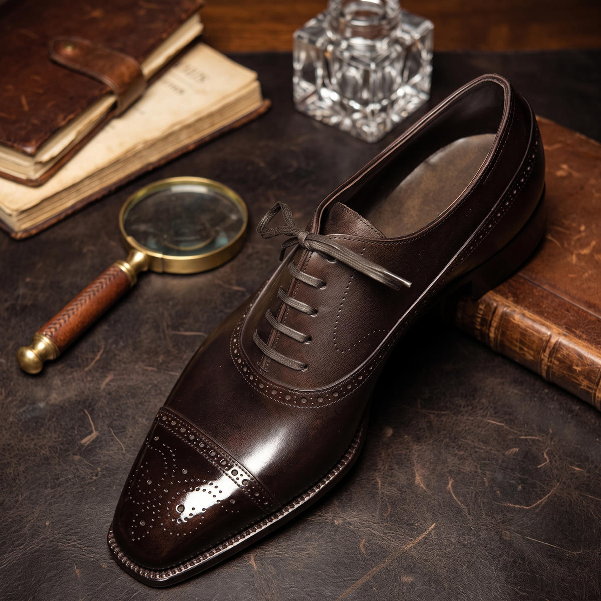 Brown leather distinto oxford shoes