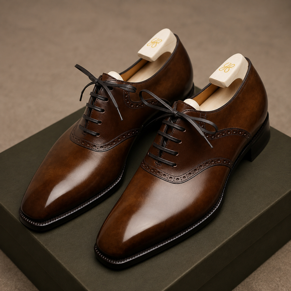 Brown leather lusso oxford shoes - height increasing