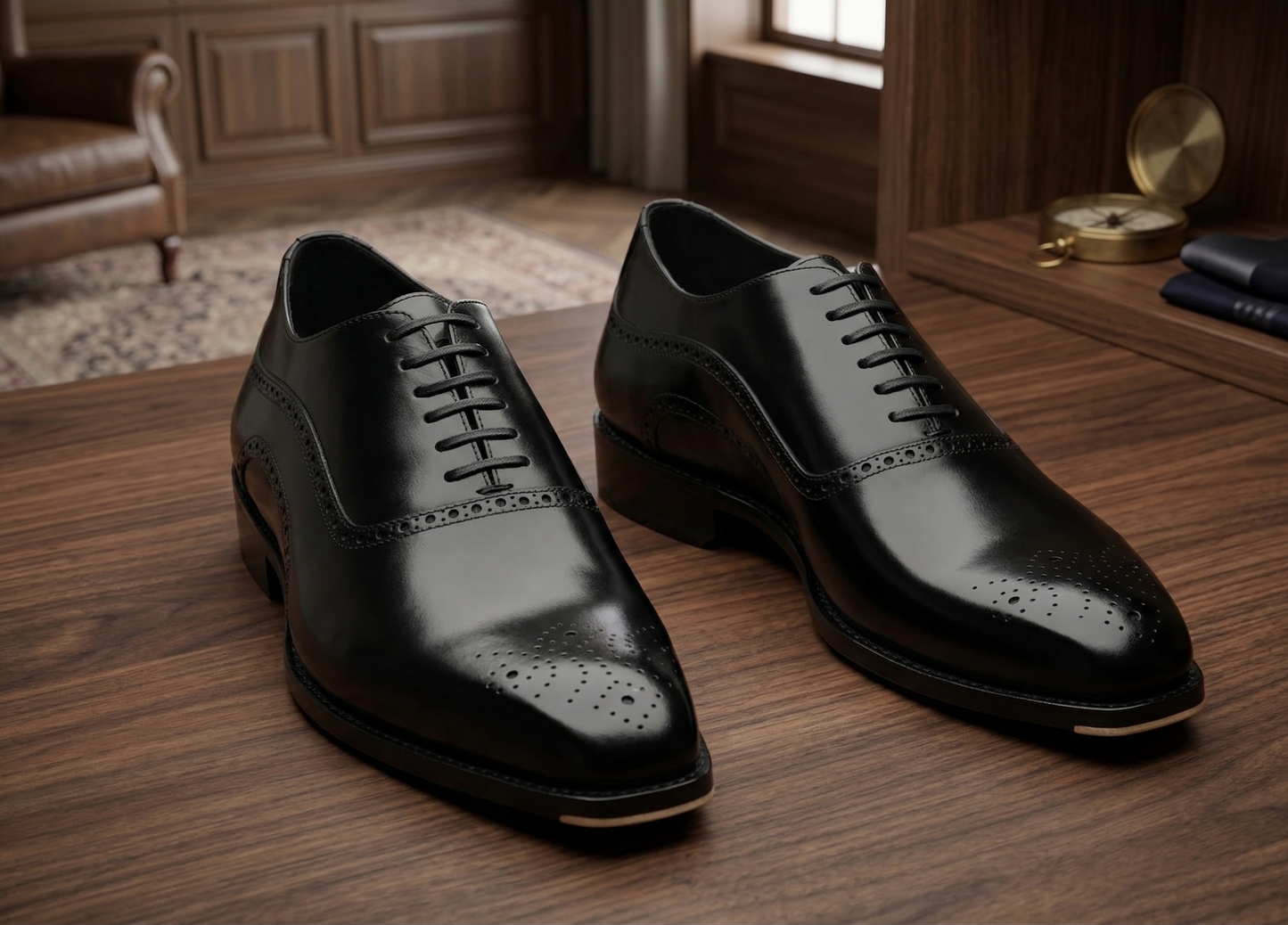 Black leather elowem brogue oxford -formal shoes