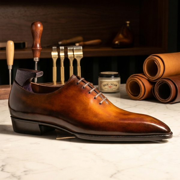 Tan leather supremo oxford shoes - height increasing
