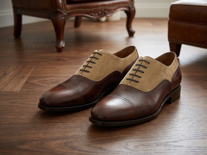 Brown and beige vittorro balmoral toe cap oxford shoe -formalshoe