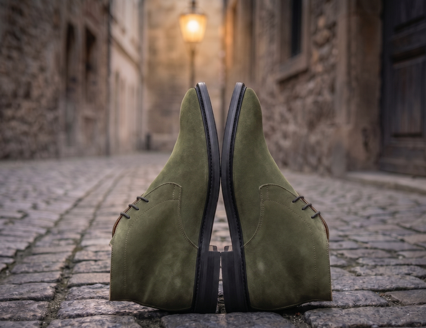 Olive suede coner chukka boot