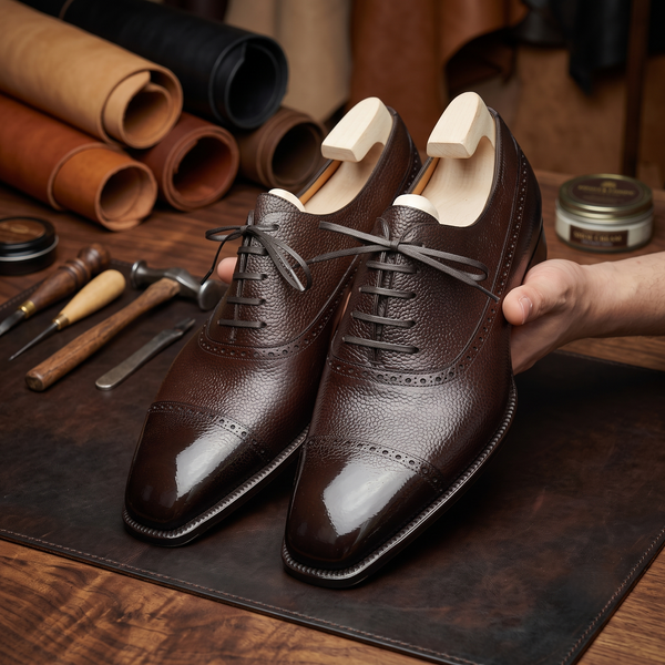 Brown leather sublime oxford formal shoes - height increasing