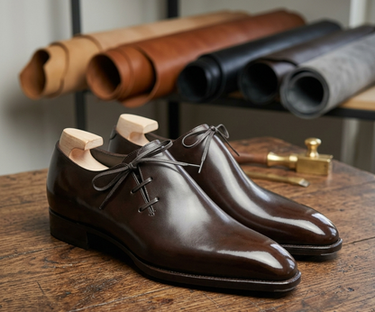 Brown leather nobile oxford formal shoes - height increasing