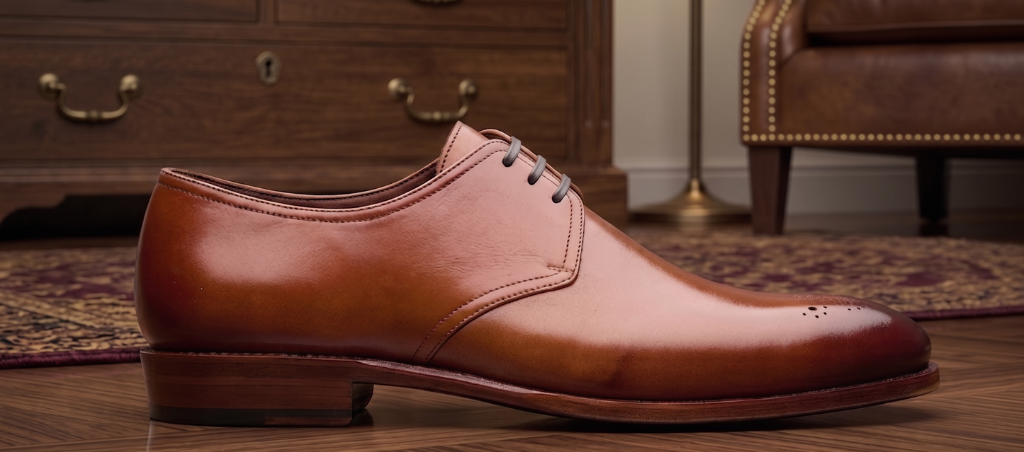 Brown  leather milano  derby shoes