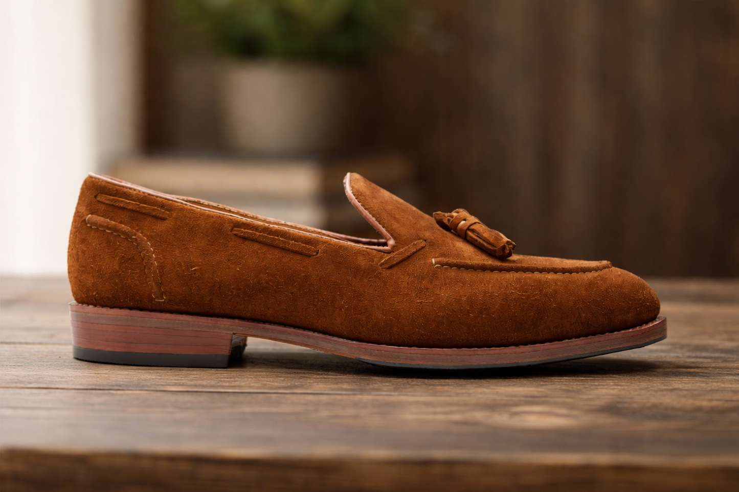 Brown suede sonny slip on tassel penny loafers