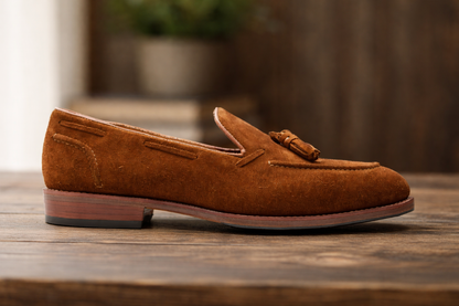 Brown suede sonny slip on tassel penny loafers