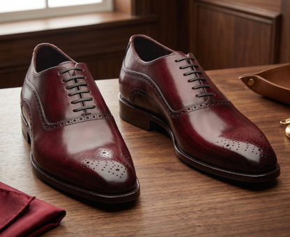 Burgundy leather elowem brogue oxford -formal shoes