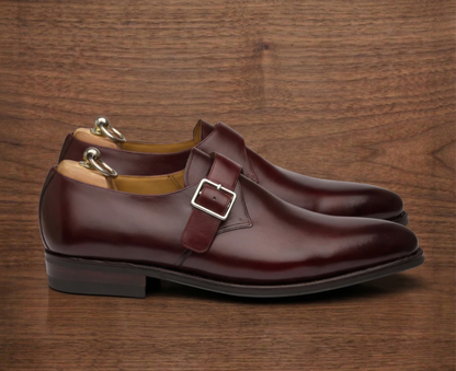 Burgundy leather tabaca single monk strap