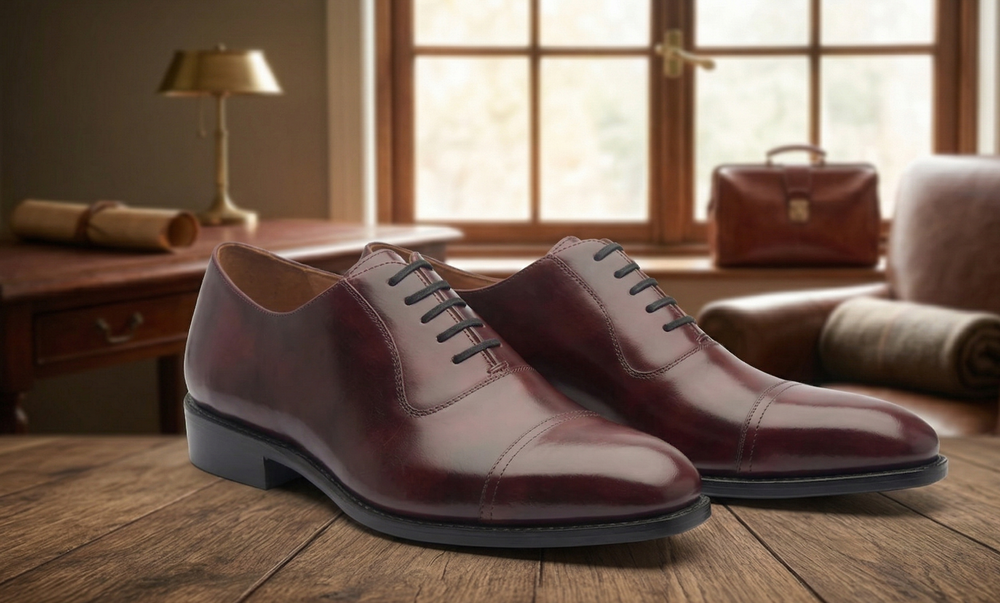 Burgundy  leather la gusta toe cap oxford -formal shoes