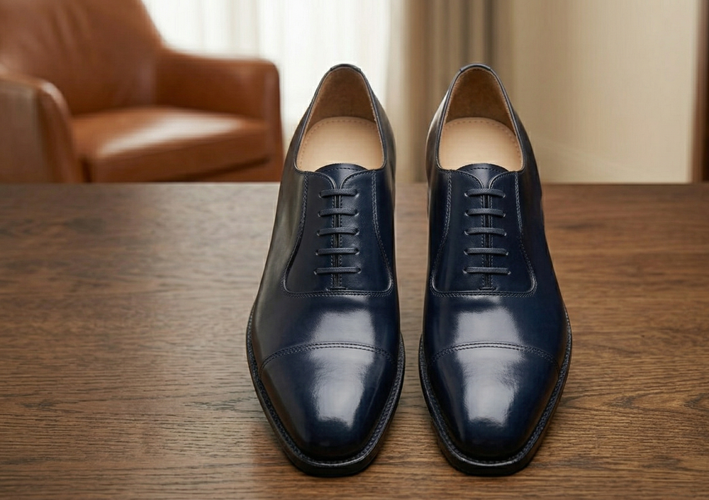 Navy leather la gusta toe cap oxford -formal shoes