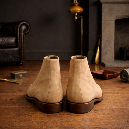 Beige suede leather coner chukka boot