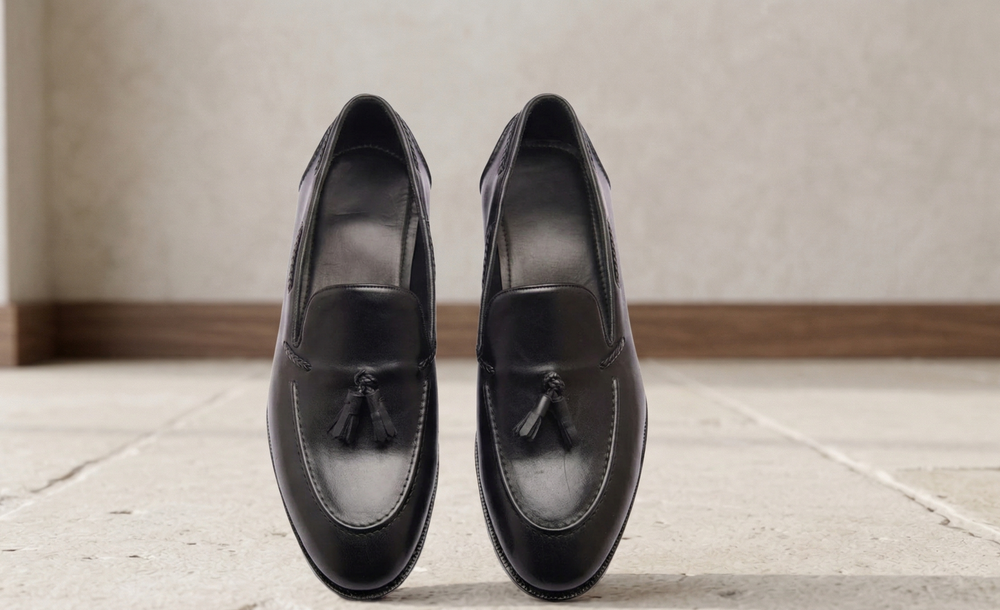 Black  leather preston  slip On tassel penny loafers