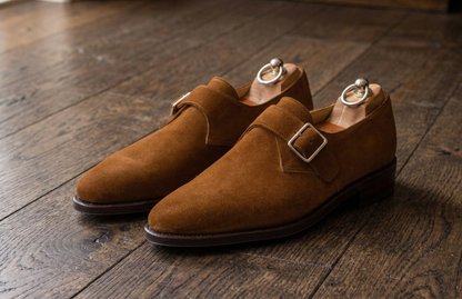 Brown suede tabaca single monk strap