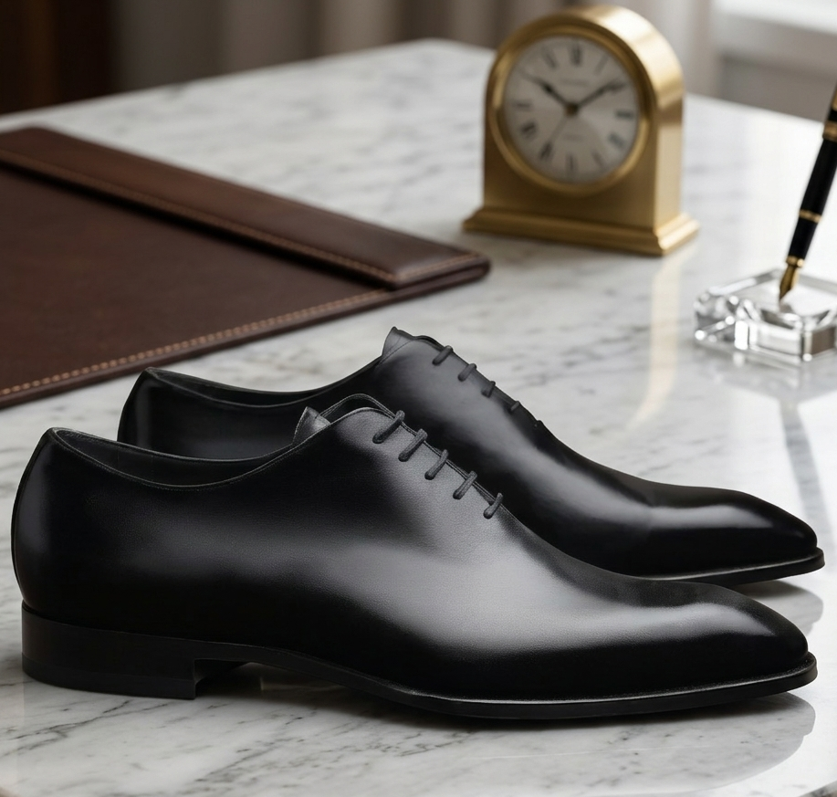 Black prestigio leather oxford shoes